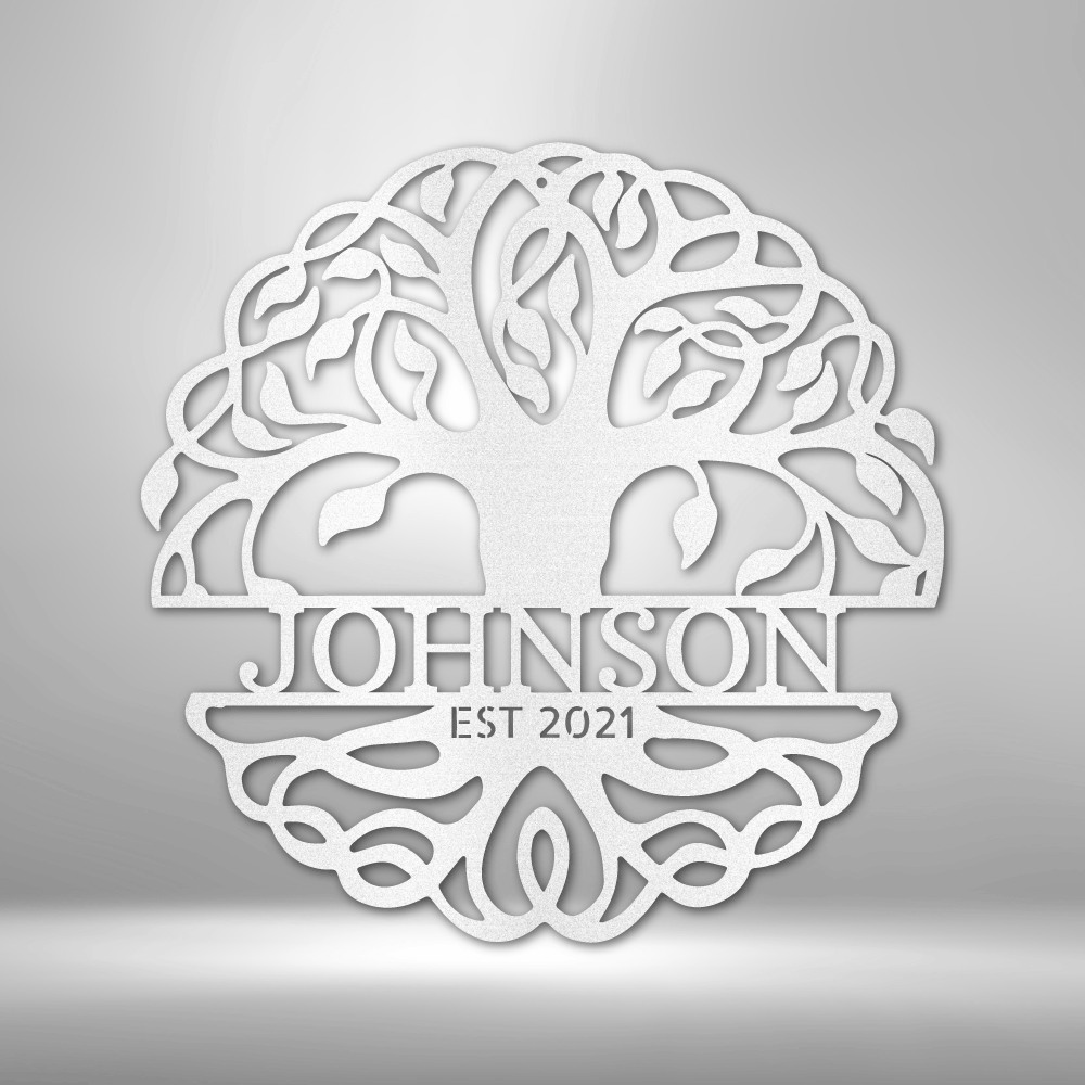 Fancy Tree of Life Monogram - Steel Sign