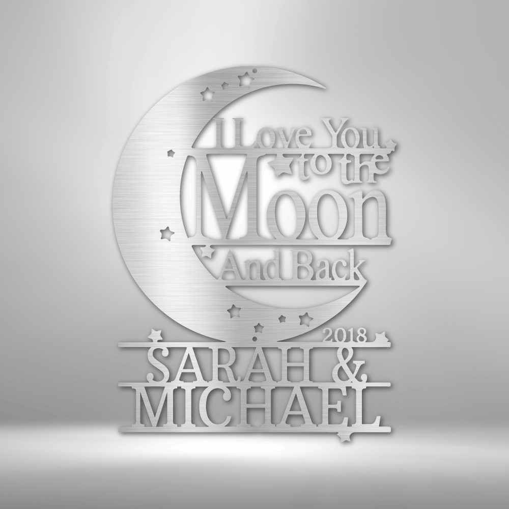 Moon and Back Monogram - Steel Sign